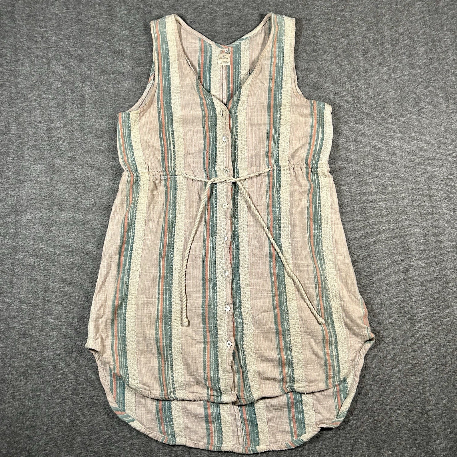 O’Neill Zeezee Striped Dress Sleeveless Beachwear Size Large 100% Cotton Summer