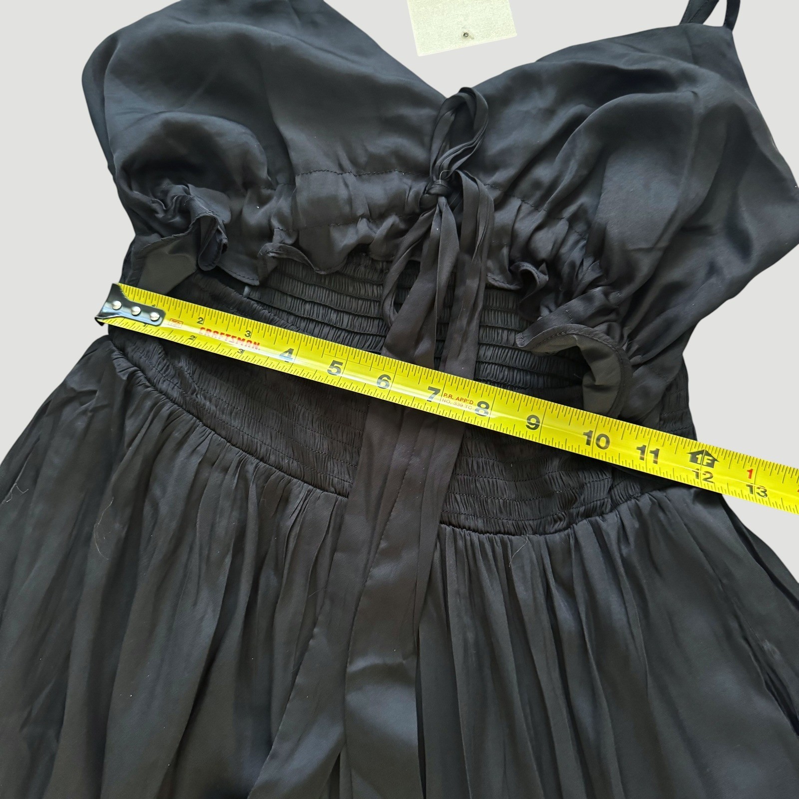 Boho Chic Goth summer Flowy Black Tiered Maxi Dress Cutout Tie Front Small NWT