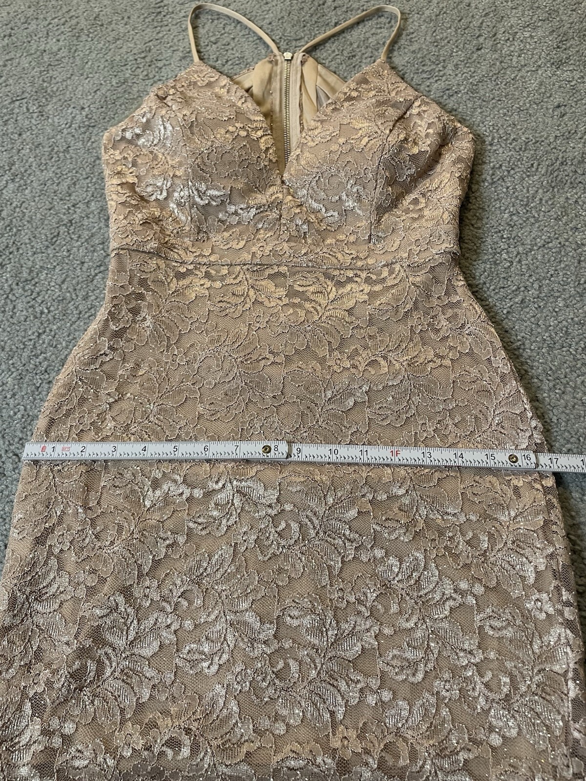 Emerald Sundae Floral Lace Cocktail Dress Sz L Mini Peach Cut Out Formal Club