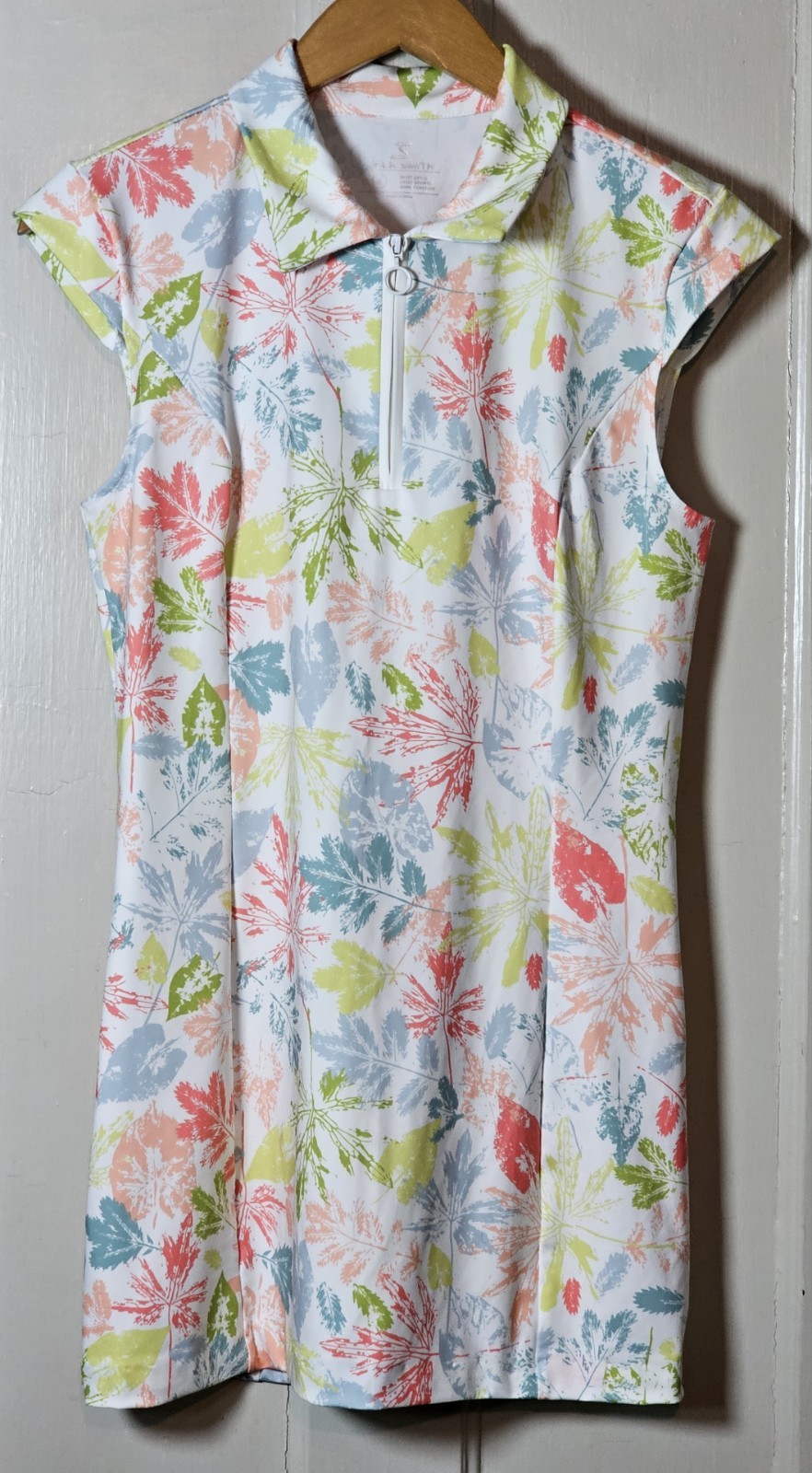 Jack Smith Top Size S White Blue Peach Leaf Floral Tunic Sleeveless Golf Sports