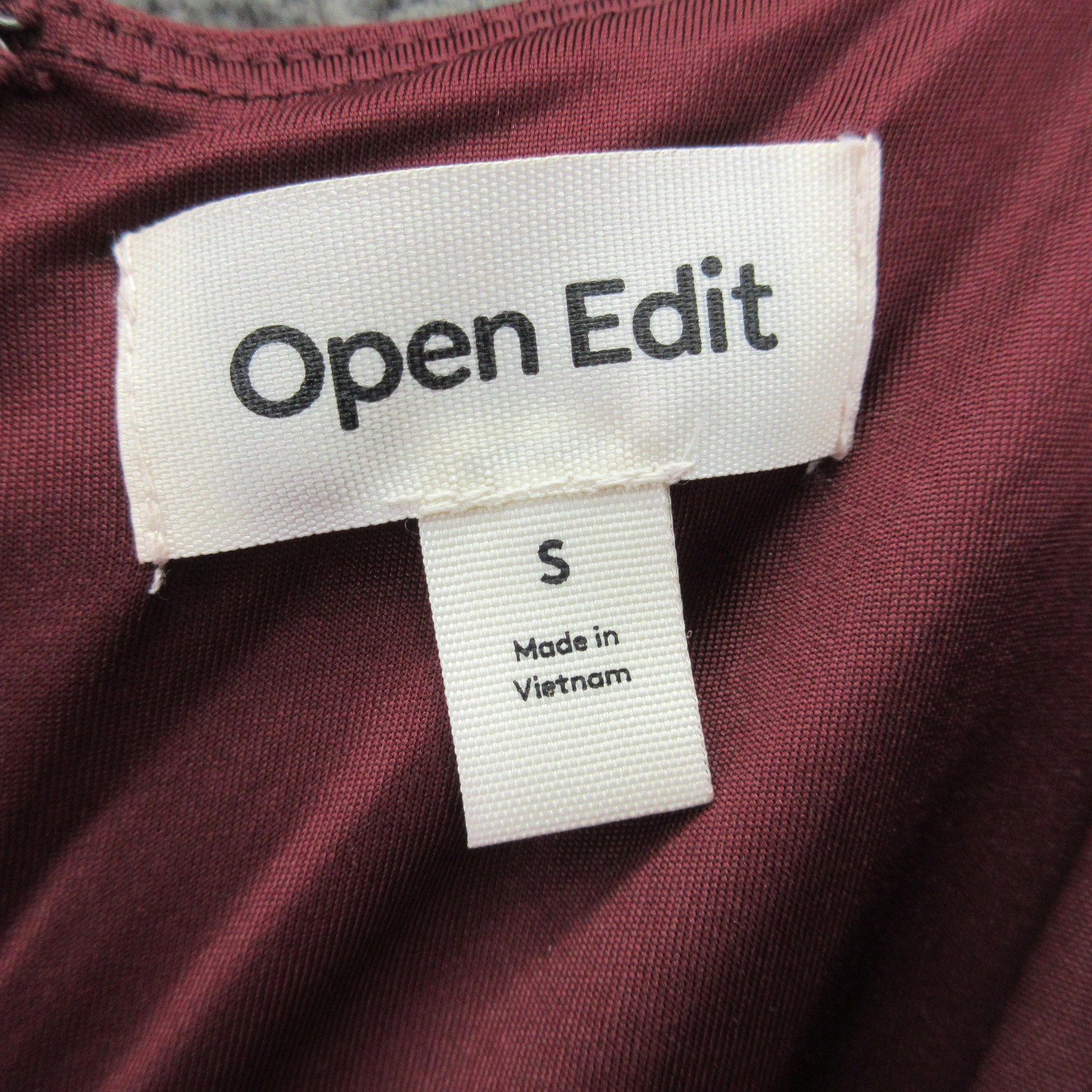 Open Edit Dress Womens Small Burgundy Midi Ruched Bodycon Sleeveless Square Neck