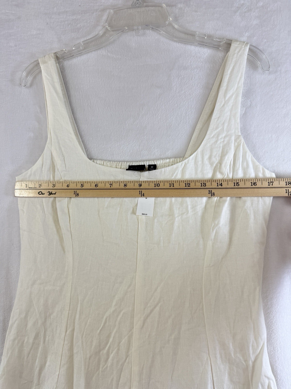 Gap Linen Blend Maxi Dress Medium Women Ivory Sleeveless Fit & Flare Long New