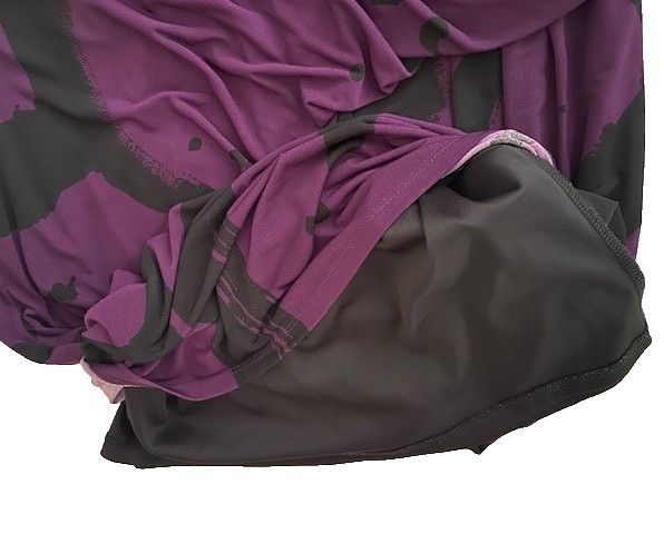 New BETTY JACKSON Size 16 Flattering Style DRESS Purple & Black EASY SLIP ON FIT