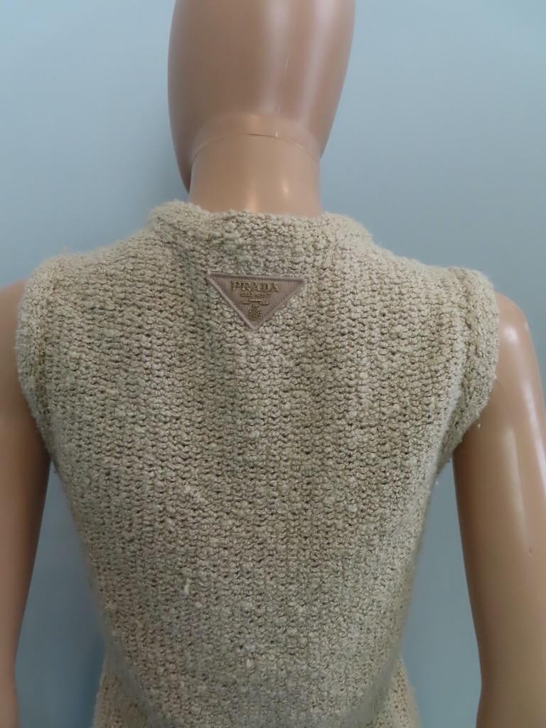 PRADA Beige Silk Boucle Construction Mini Dress Size 36/US 0