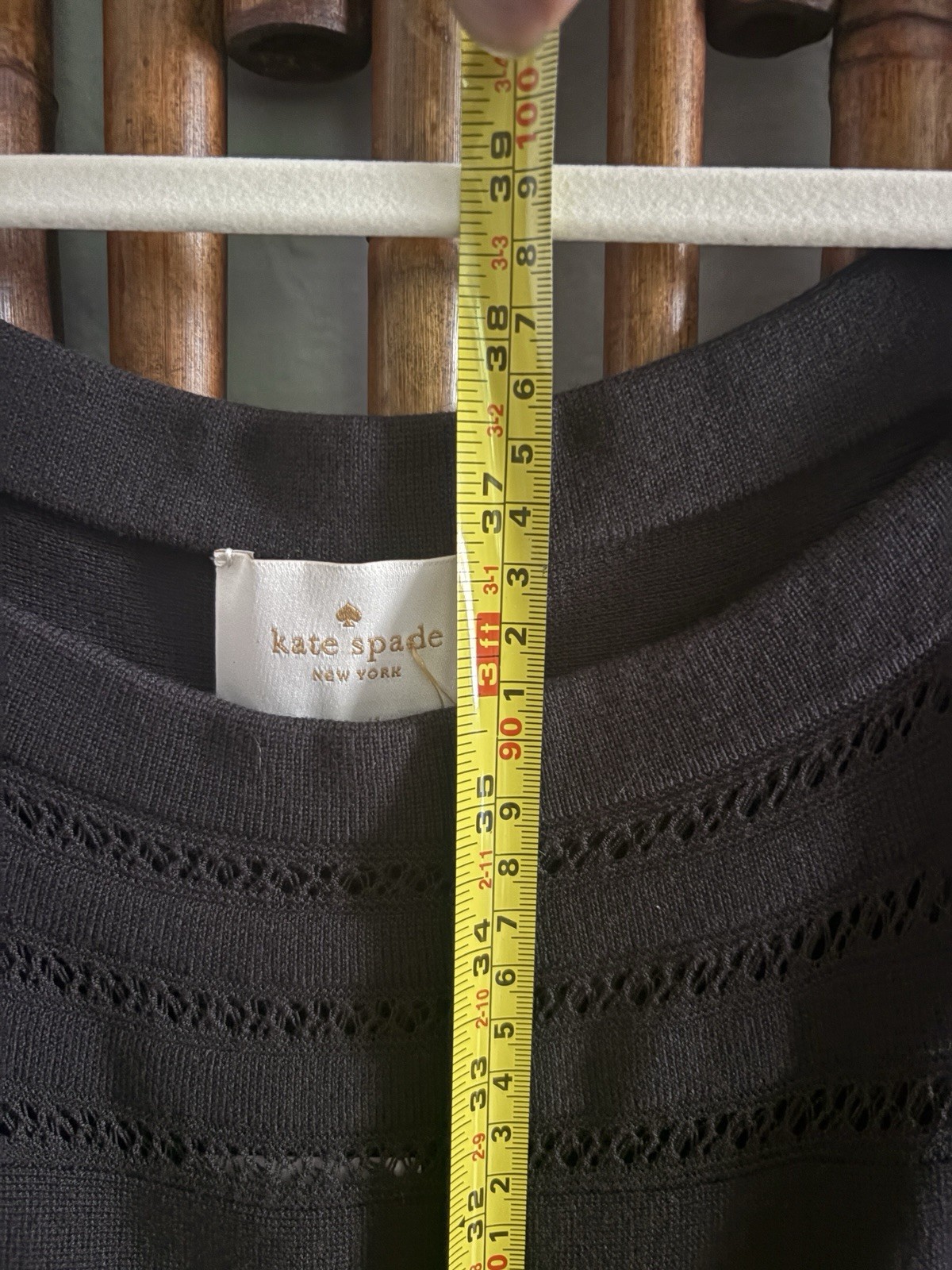 NWT SZ L KATE SPADE OPEN CABLE SWEATER BLACK TANK DRESS