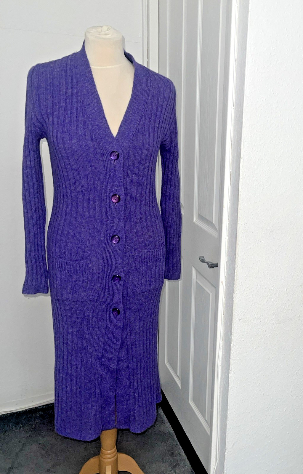 Shetland Wool Dress Shar Cleod London Purple Size Medium 38 (5) Long Sleeve