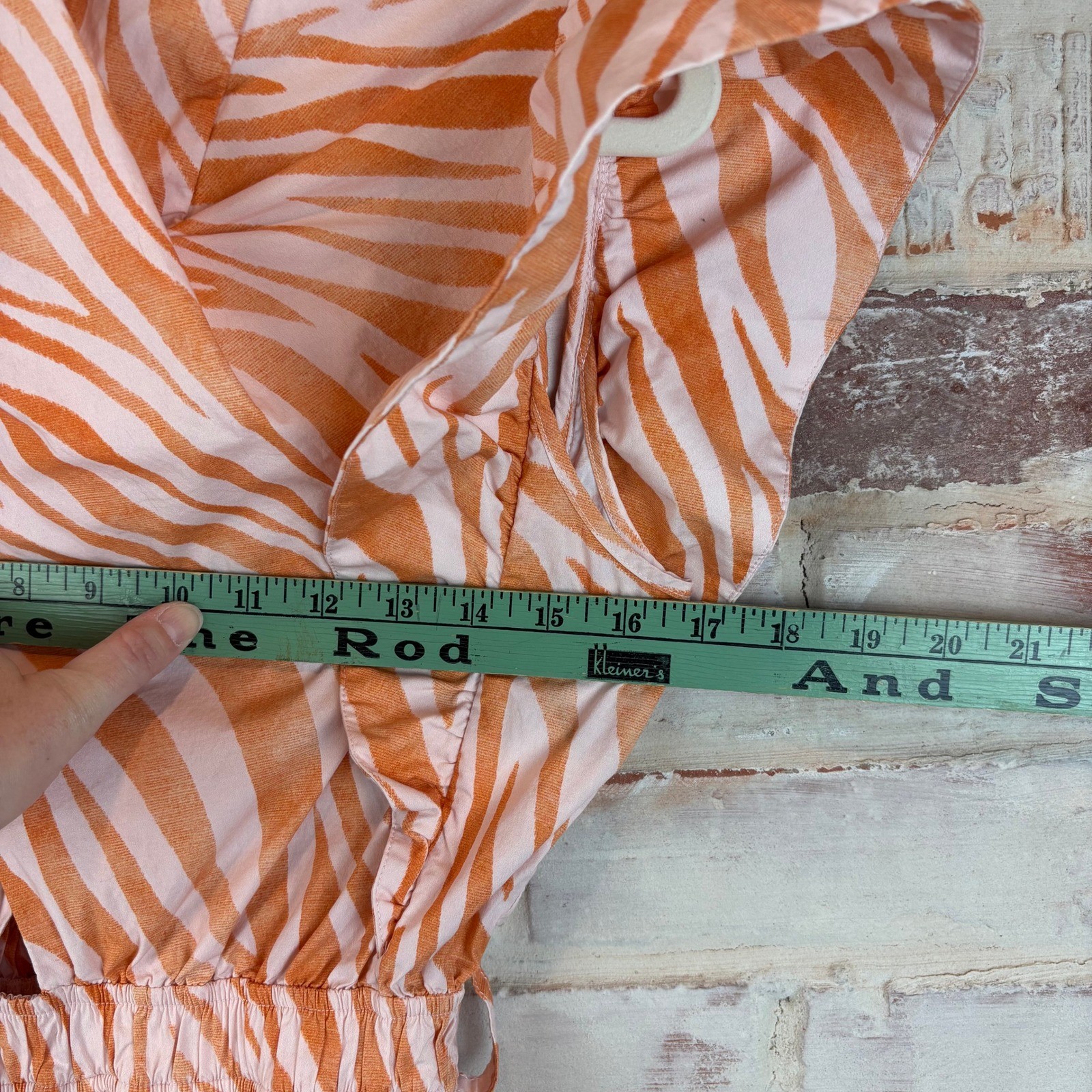 Derek Lam Collective Orange Zebra Cutout Mini Dress XS Ruffle Sleeve Belted Boho