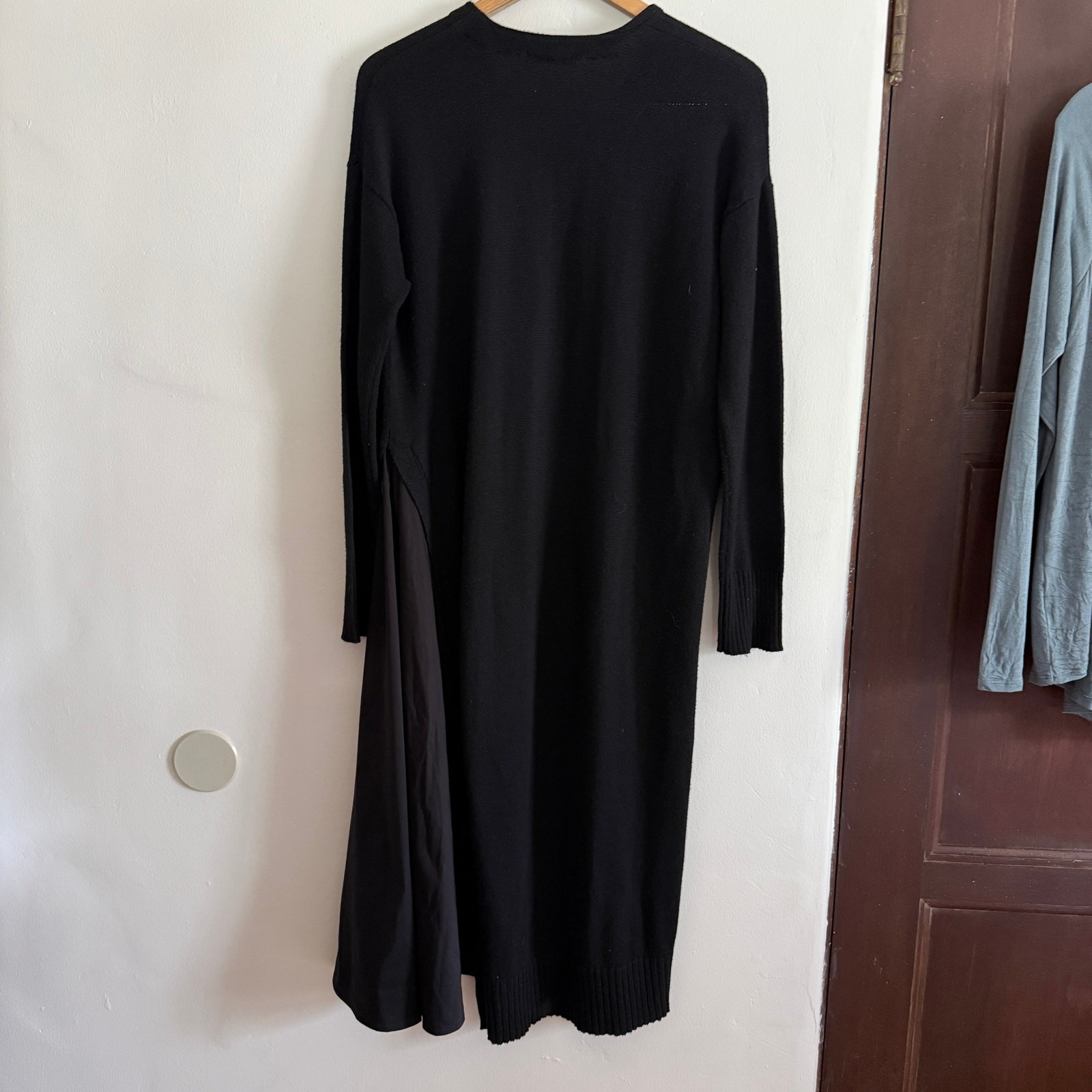JOURNAL STANDARD Black Minimalist Knit Poplin Asymmetrical Midi Dress Free Size