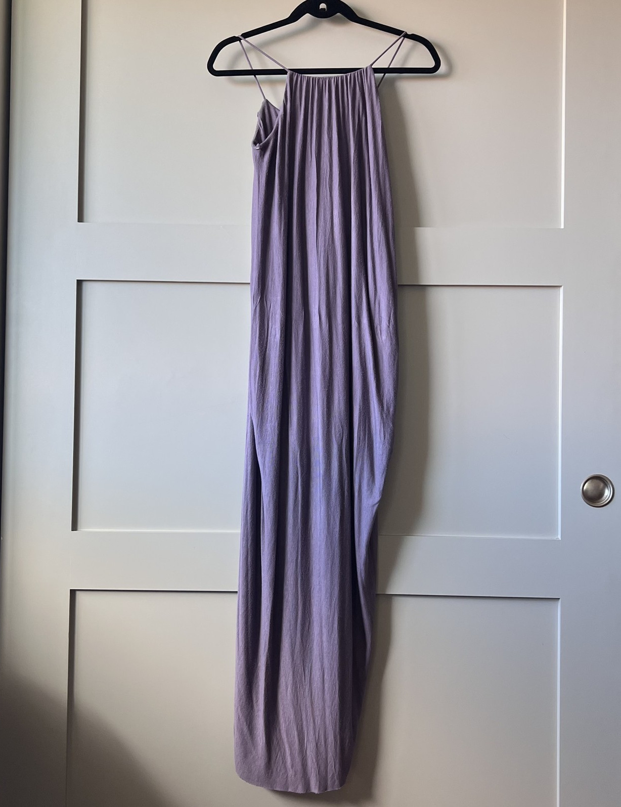 Mod Ref Dress Womens Medium Purple Gray Maxi Sleeveless Halter Drape Beach Boho
