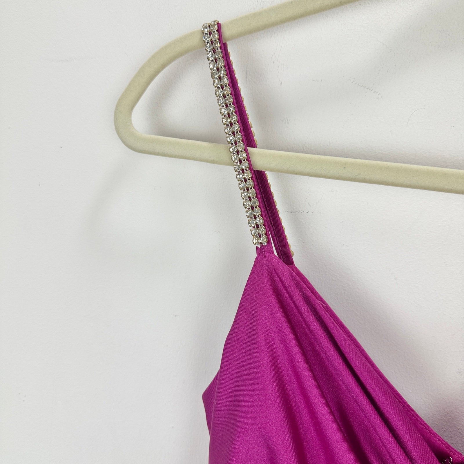 XSCAPE Rhinestone Strap Ruched Seam Sleeveless Gown Pink Formal Stretch US 2 NWT