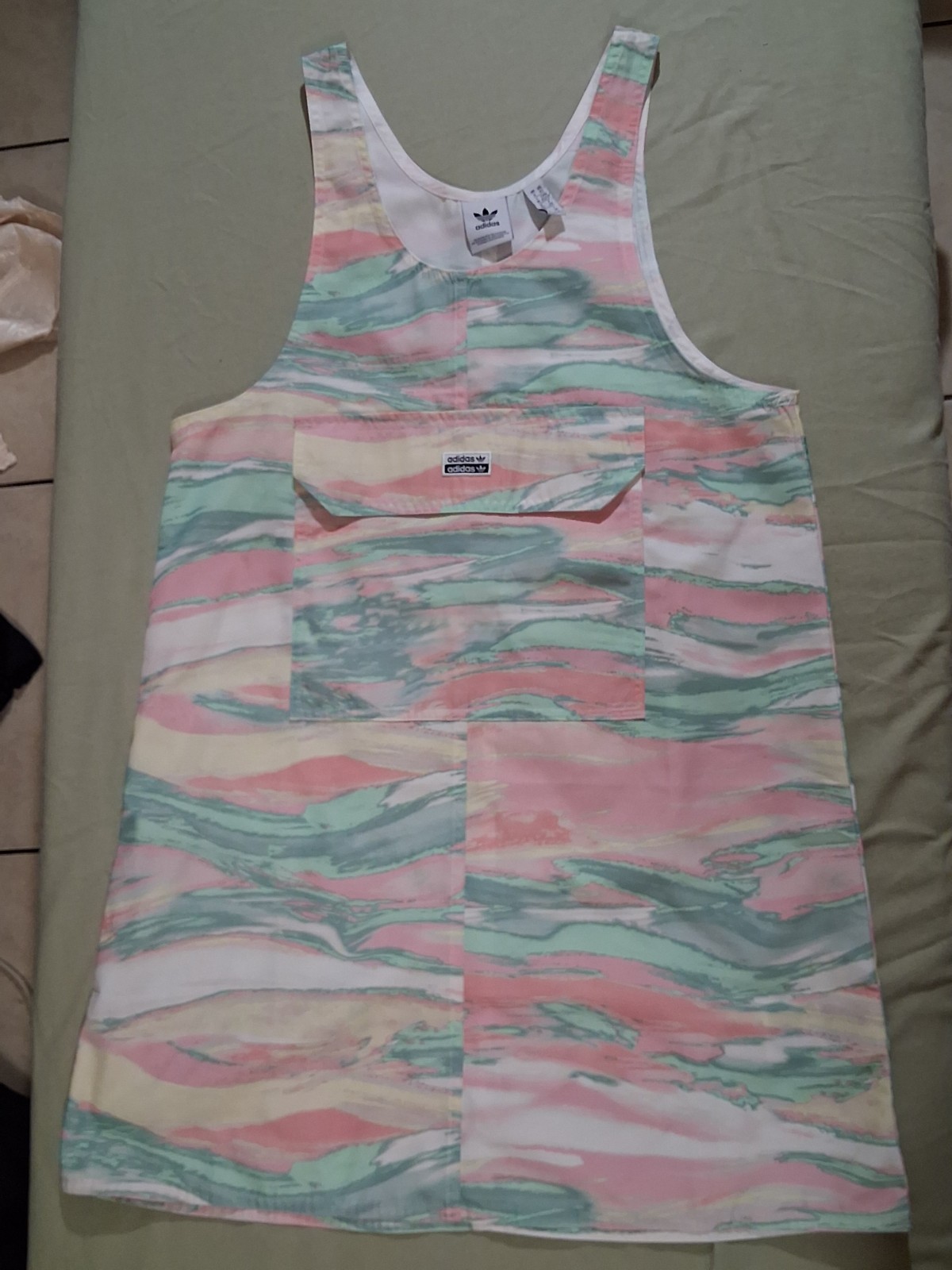 Adidas Original R.Y.V. Dress Marble Pastel Pink/Green/White Size XS