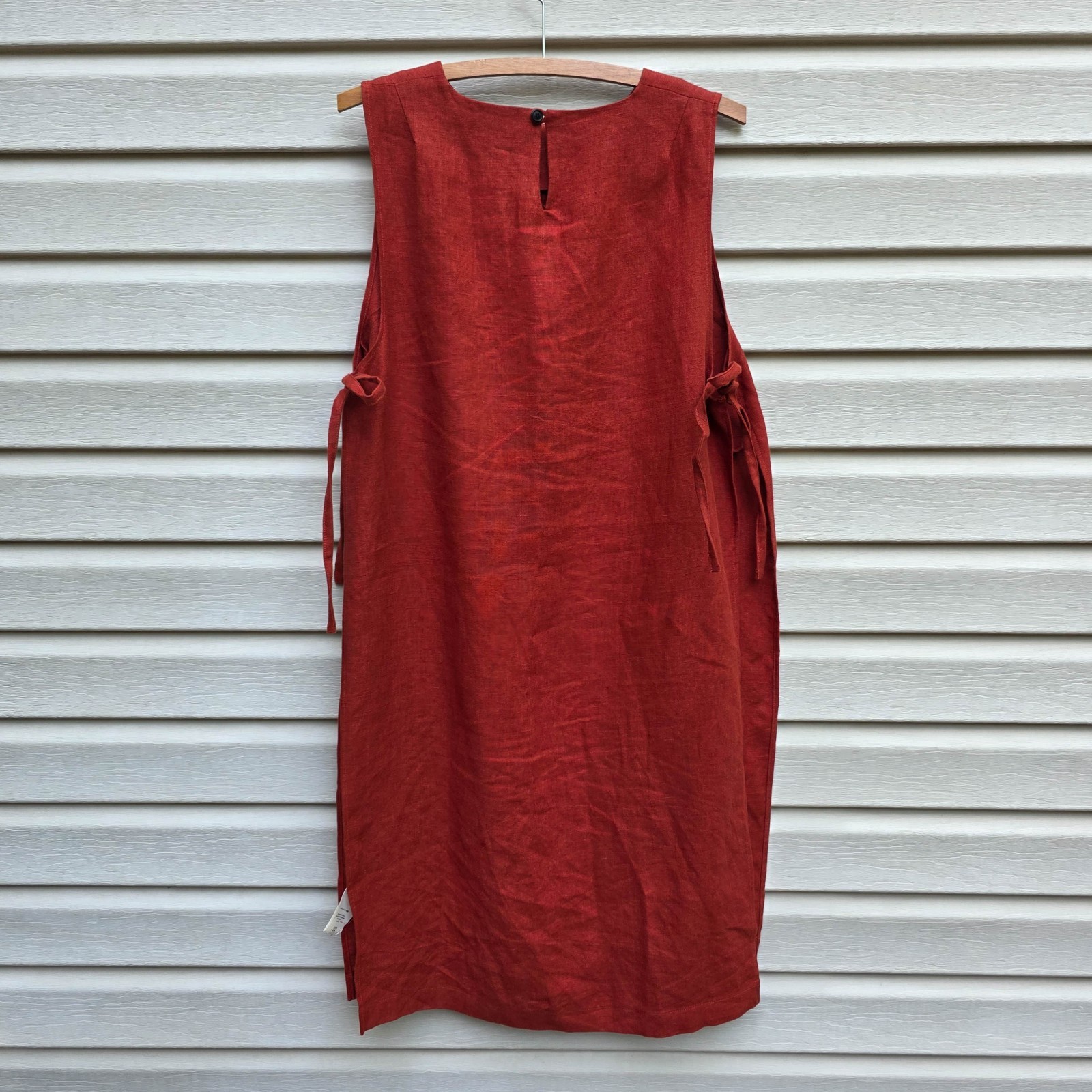 Simon Miller Linen Lagenlook Tunic Dress Rust Red Open Side Layer USA Sz 1 Lagom