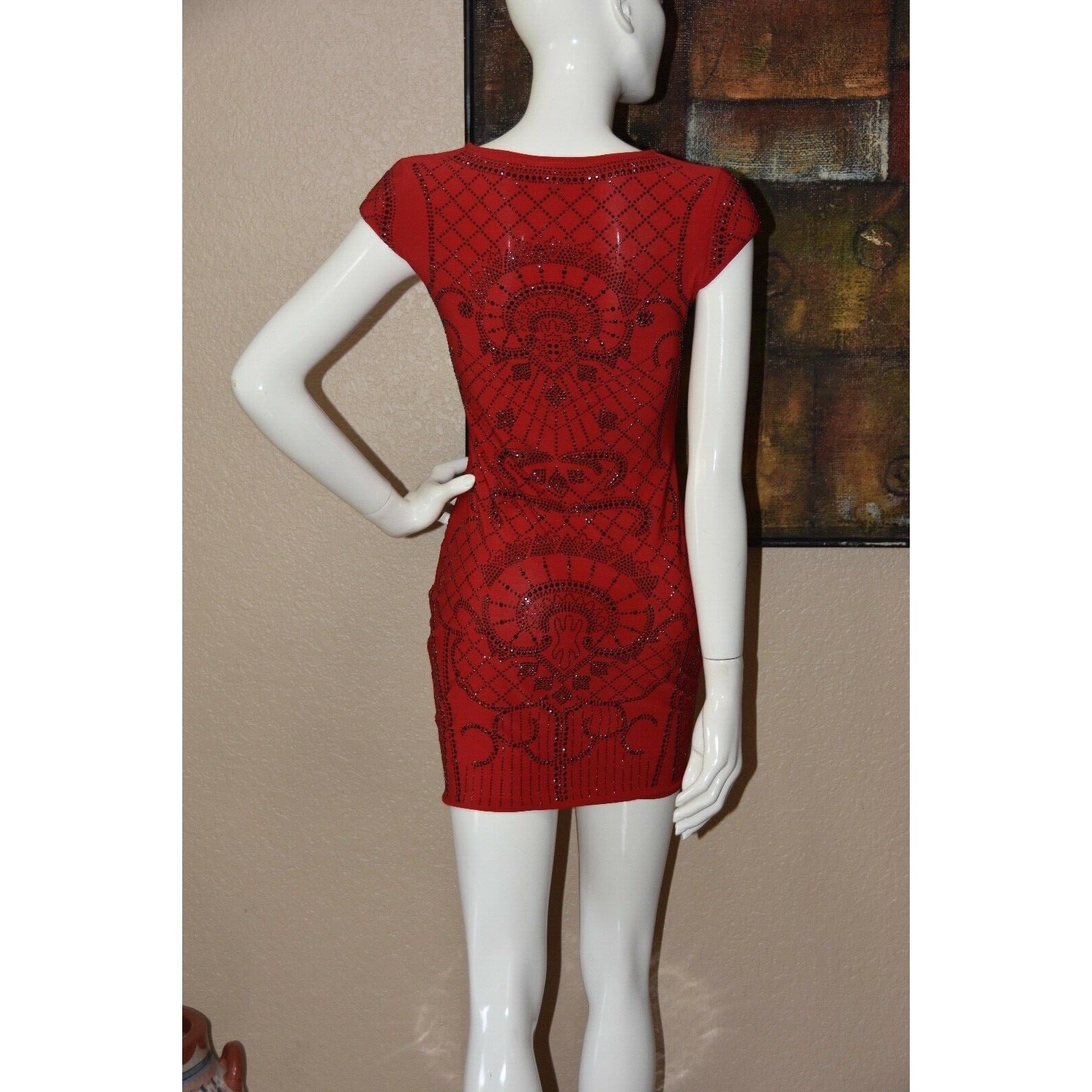 Va Va Voom Embellished Studded Bodycon Mini Night Out Dress Size M