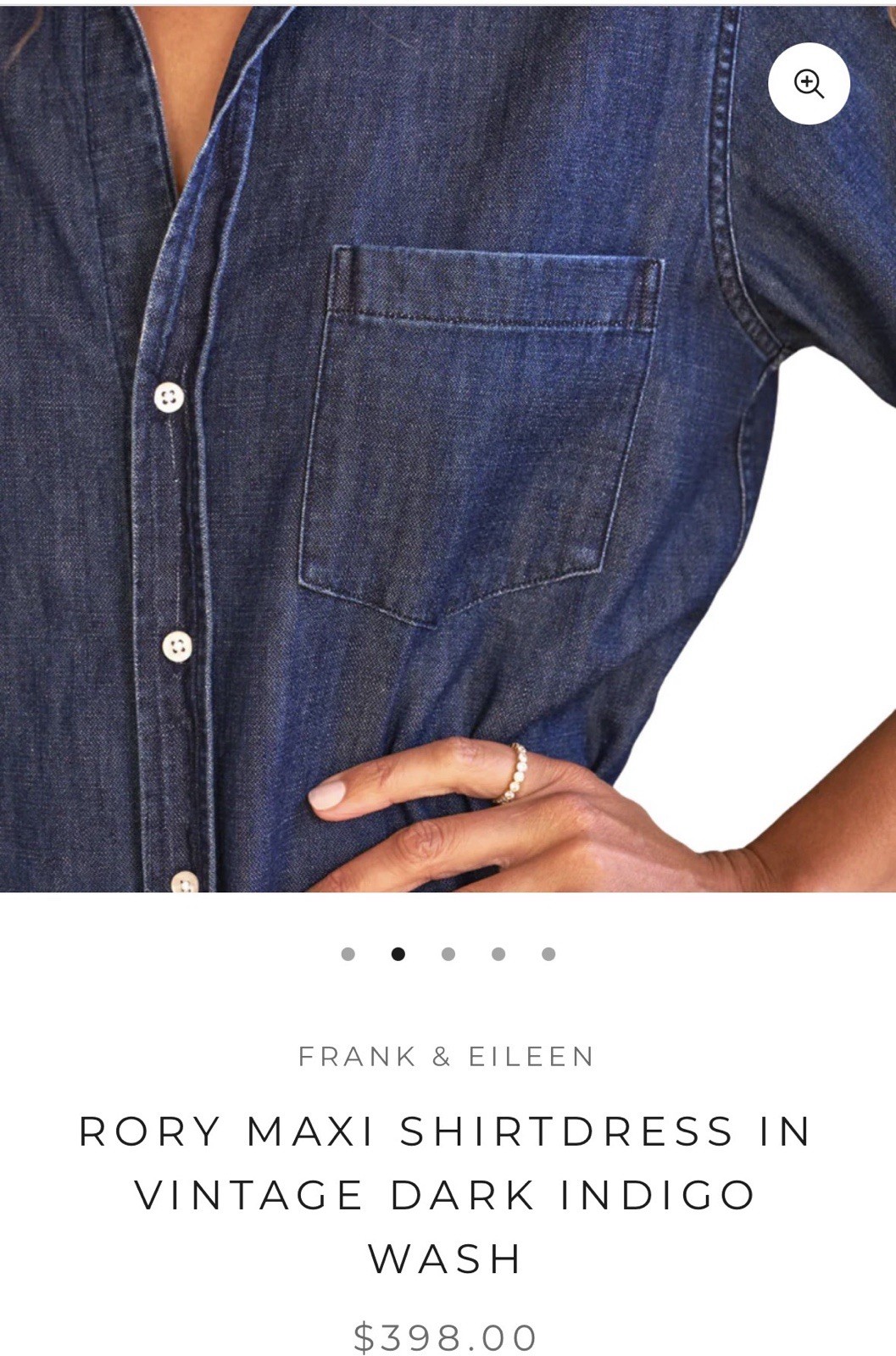 Frank and Eileen RORY Vintage Dark Indigo Wash Famous Denim Maxi Dress New