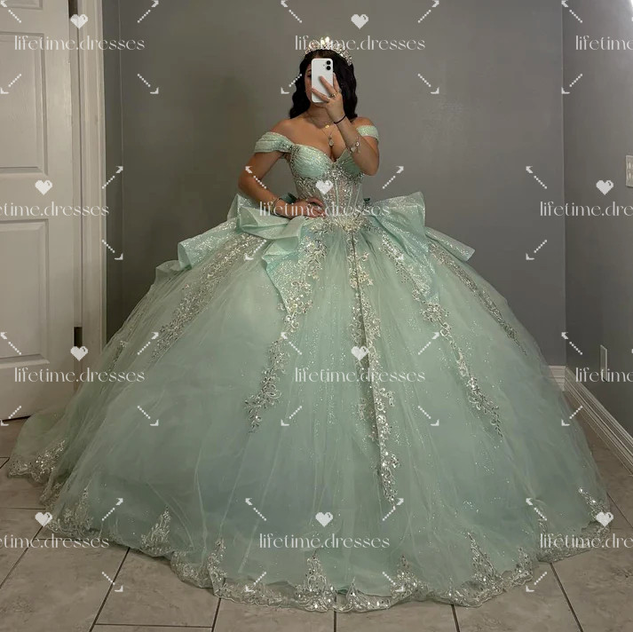 Sage Green Quinceanera Dresses Sweet 16 Sparkling Party Ball Gowns for Girls