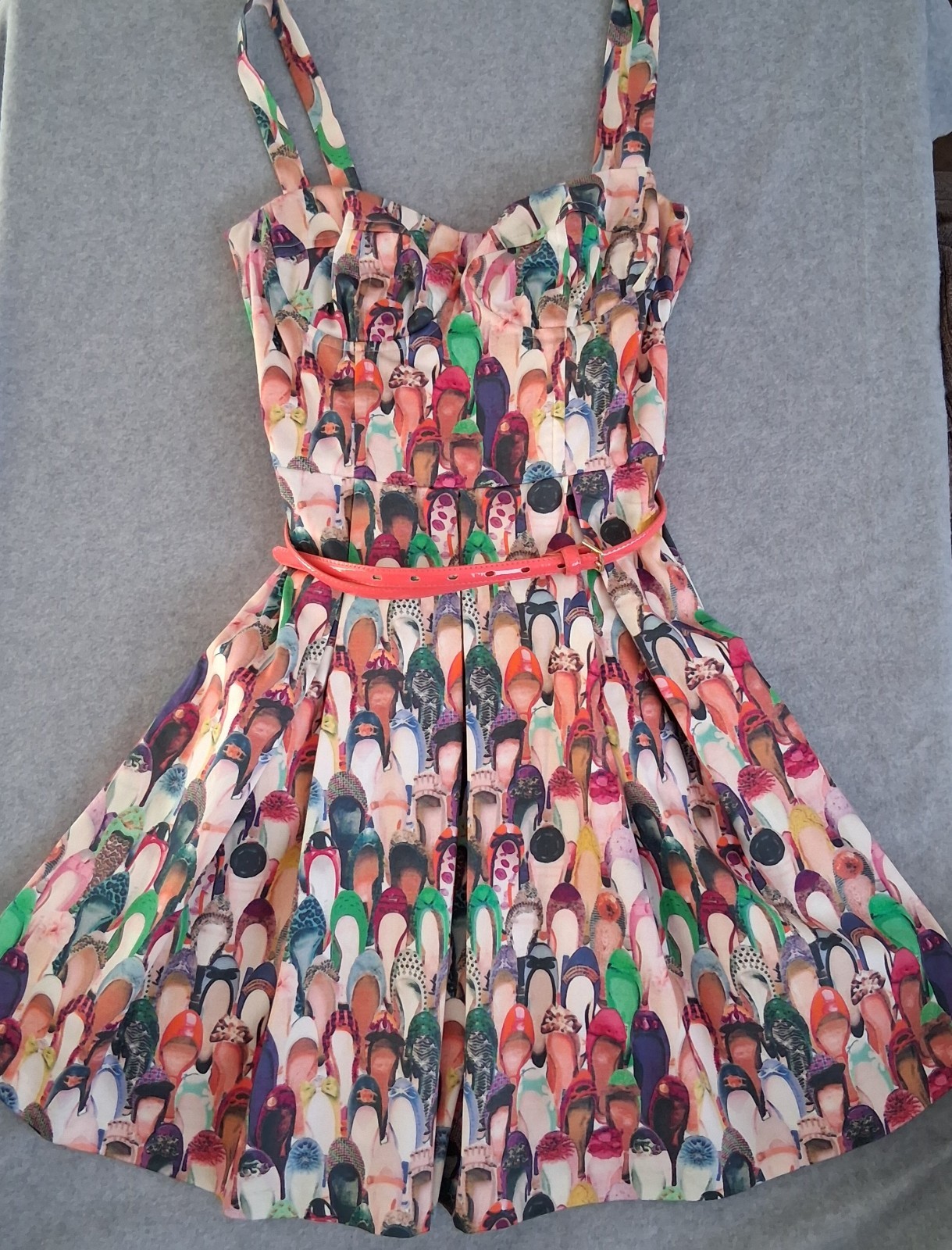Anthropologie Eva Franco “Well Heeled” Shoe Print Dress Size 0 Excellent