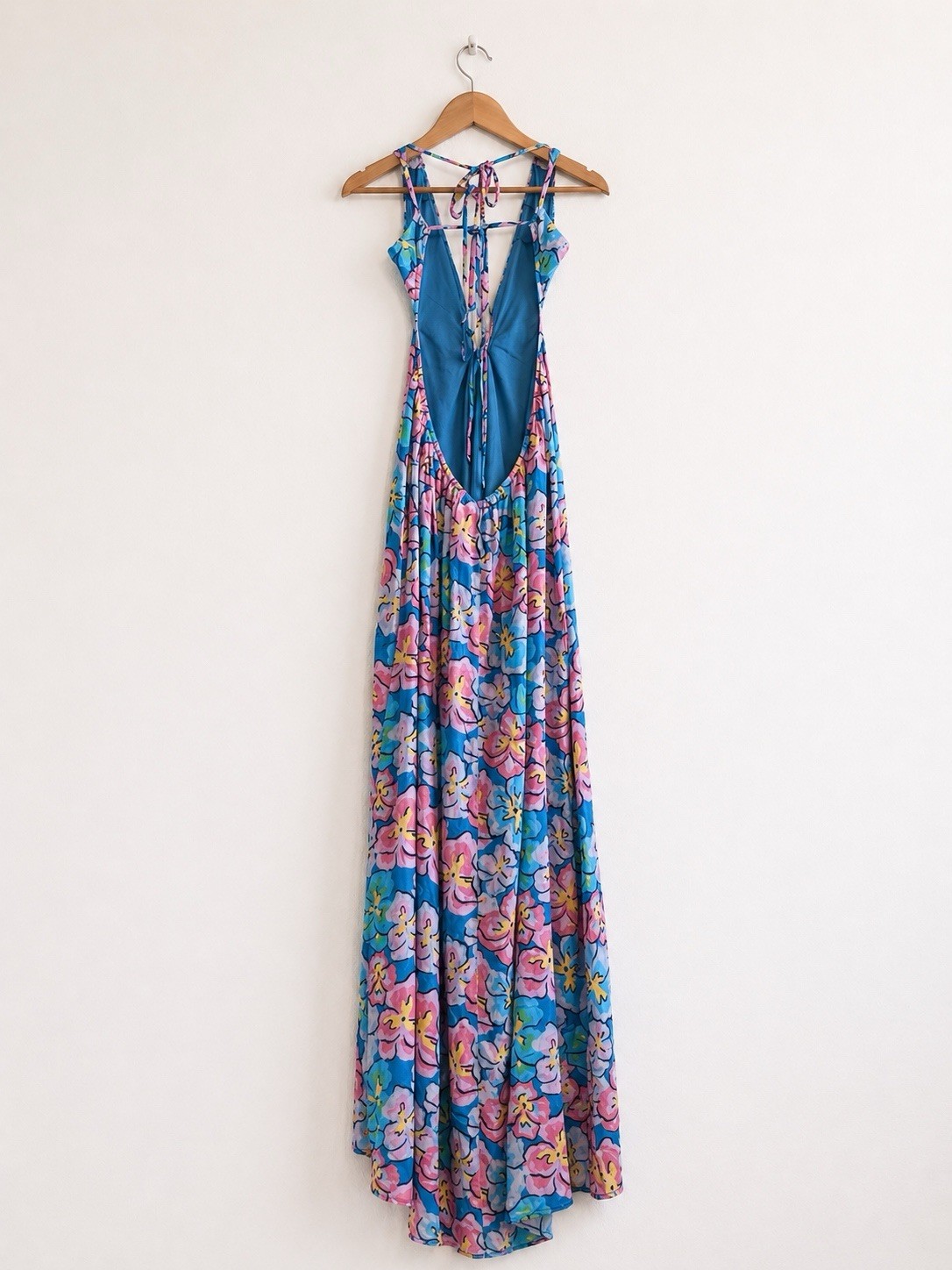 For Love & Lemons Yasmin Open Back Floral Maxi Dress Vacation 100% Bamboo XL NWT