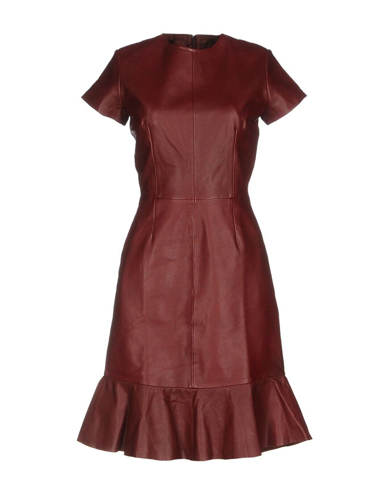 Authentic HOT! Luxury Women’s Burgundy Leather Dress Real Sheepskin Ladies Dress