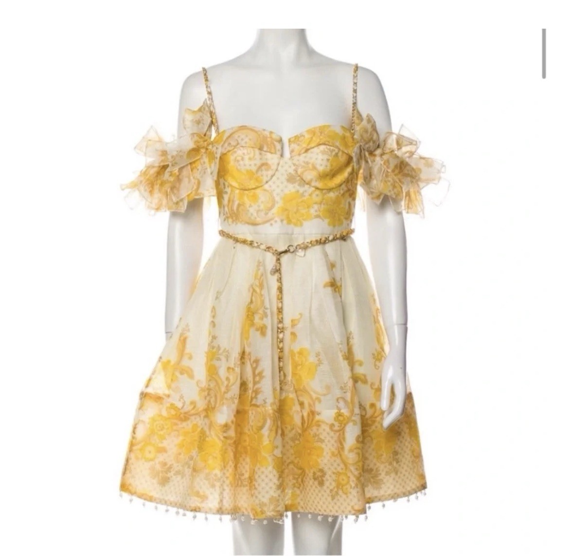 Zimmerman Postcard Bow Bodice Mini Dress in Silk