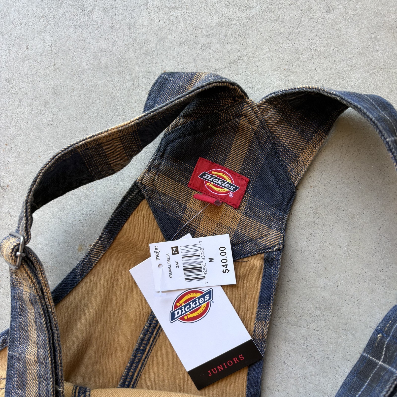 Dickies Overall Dress NWT Womens Medium Plaid Pinafore Jumper Skate Streetwear