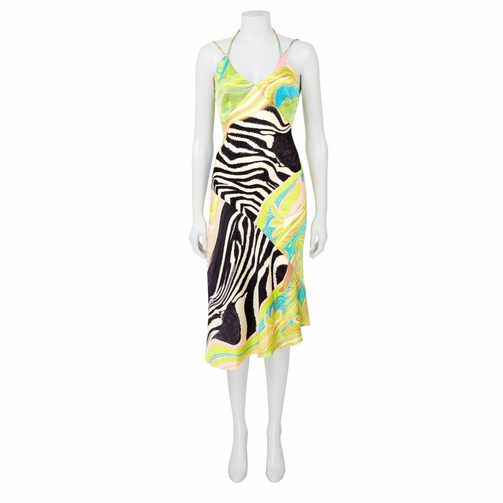 Roberto Cavalli S/S 2004 Patchwork Animal Print Silk Dress