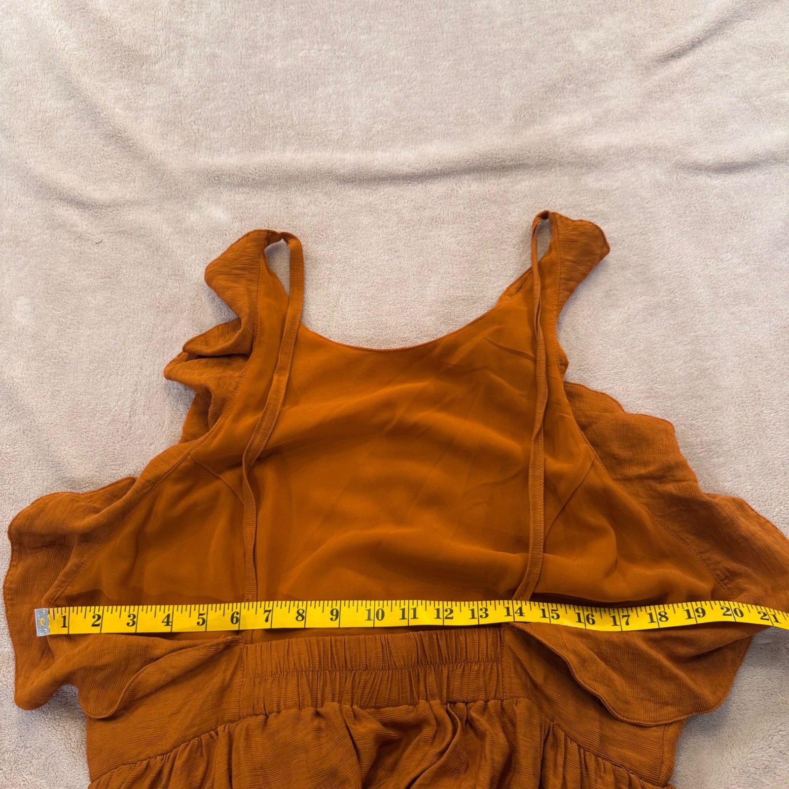 Anthropology The Odells Rust Ruffle Maxi Dress Boho Coastal Summer Resort Sz XL