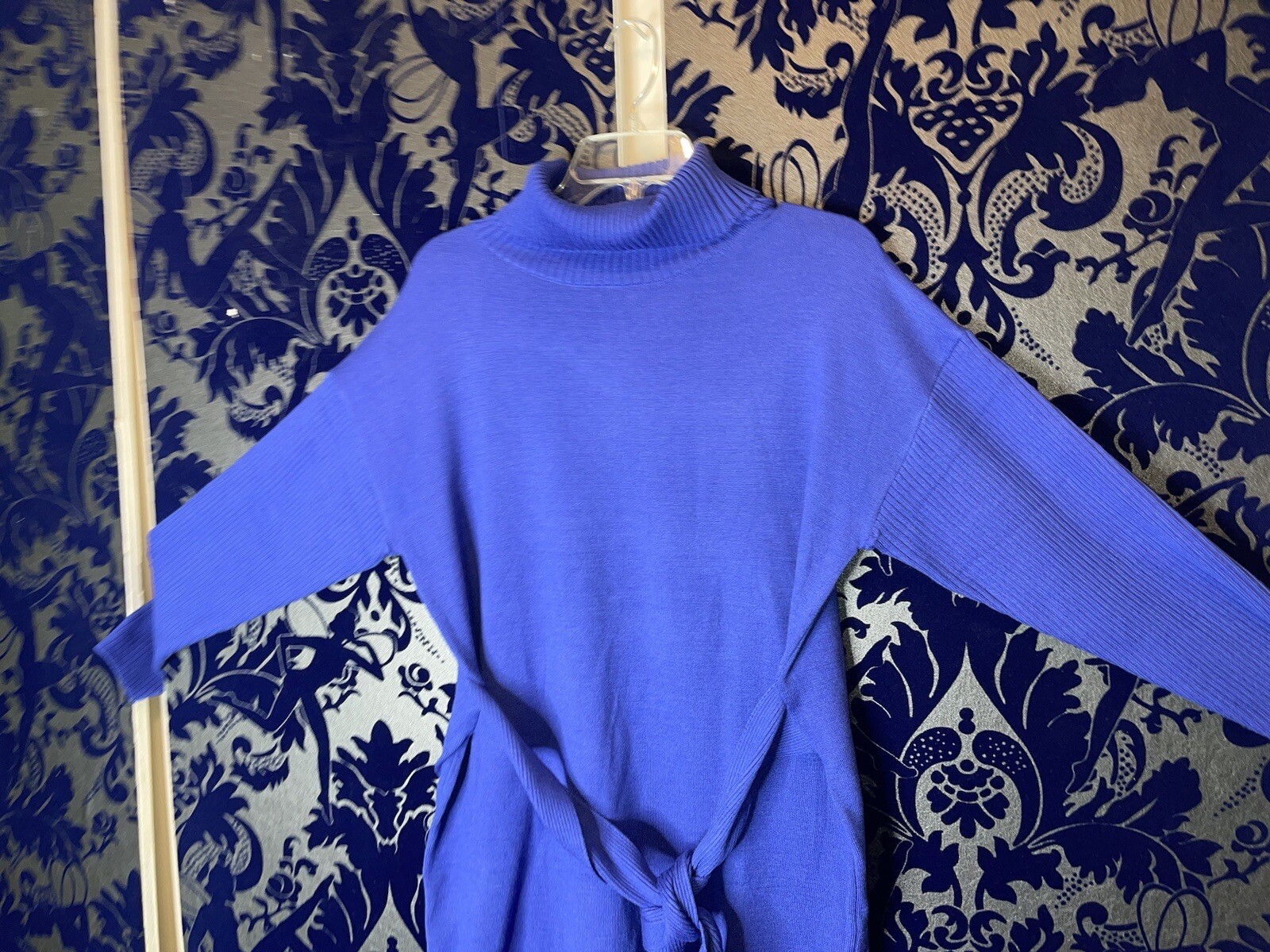 Womns Chunky Cable Knitted Cowl High Turtle Neck Tunic Jumper Dress (WTF66)