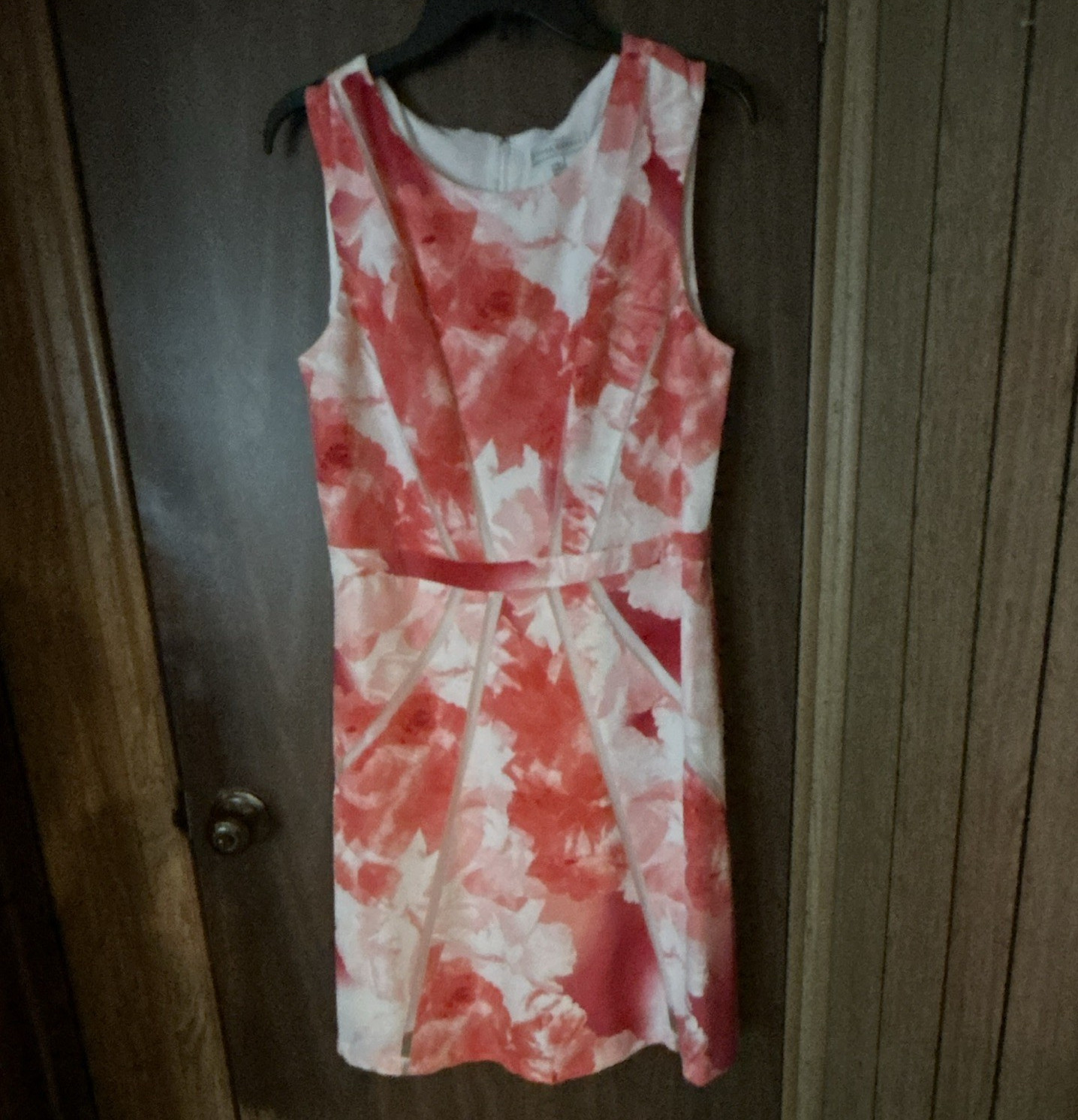 Sandra Darren Women’s Fit & Flare Floral Sleeveless Dress Red/White 12 Zip