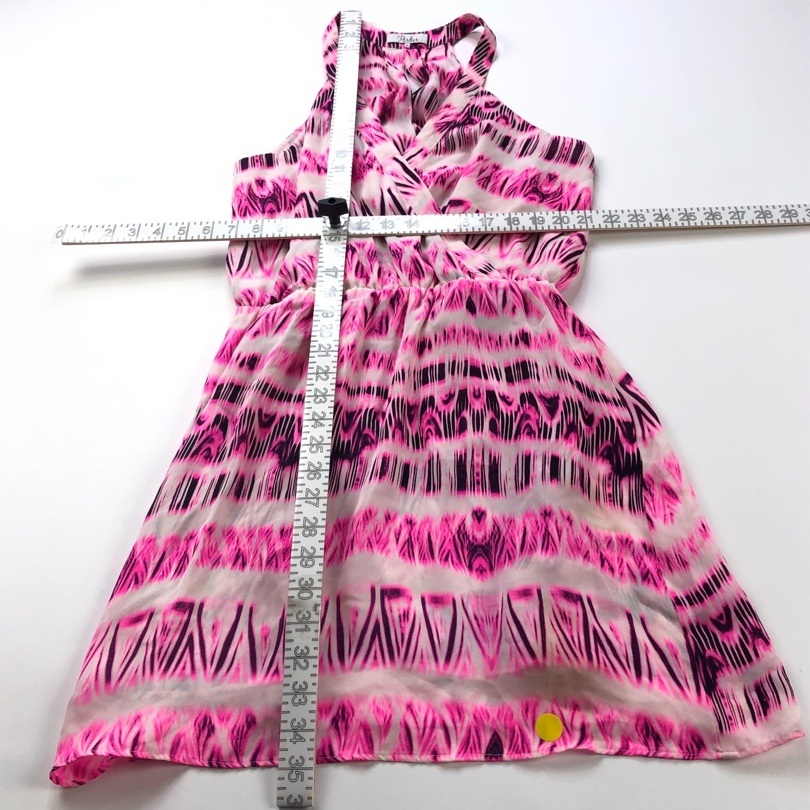 Parker Medium 100% Silk Elastic Waist Mini Dress Pink STAIN PLS READ