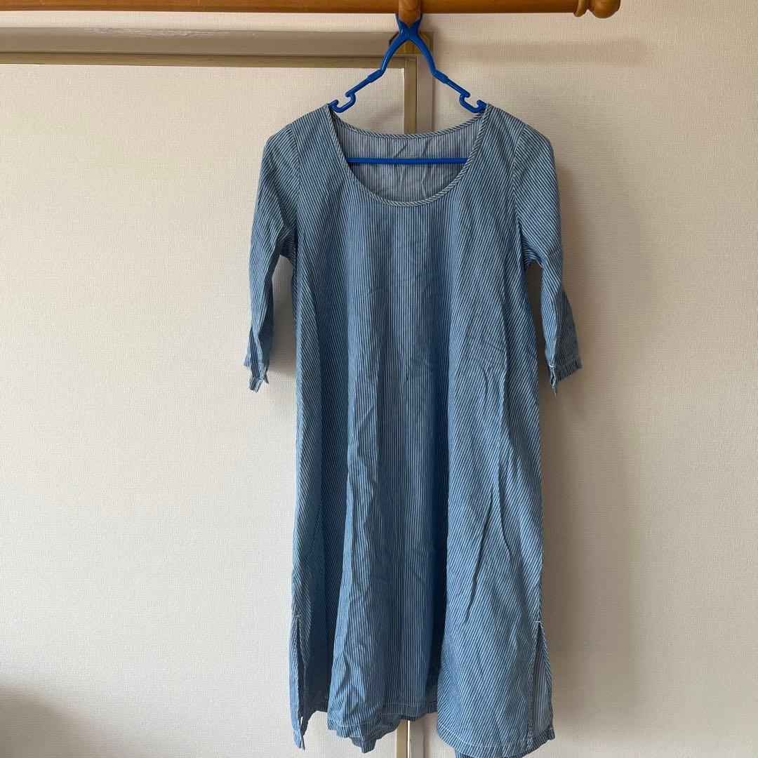 KAPITAL Striped Cotton Dress Blue Size S 40 Inches Long