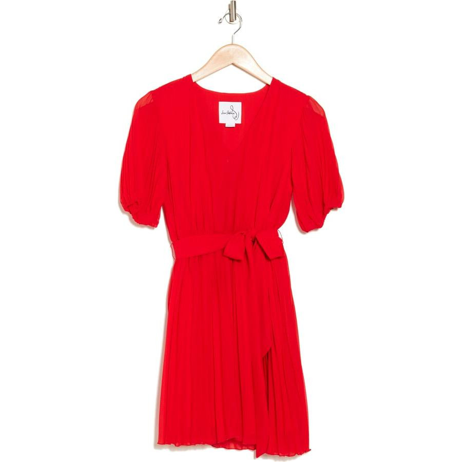 Sam Edelman Elbow Sleeve Pleated Mini Dress 12 *Red* NWT! MSRP $128