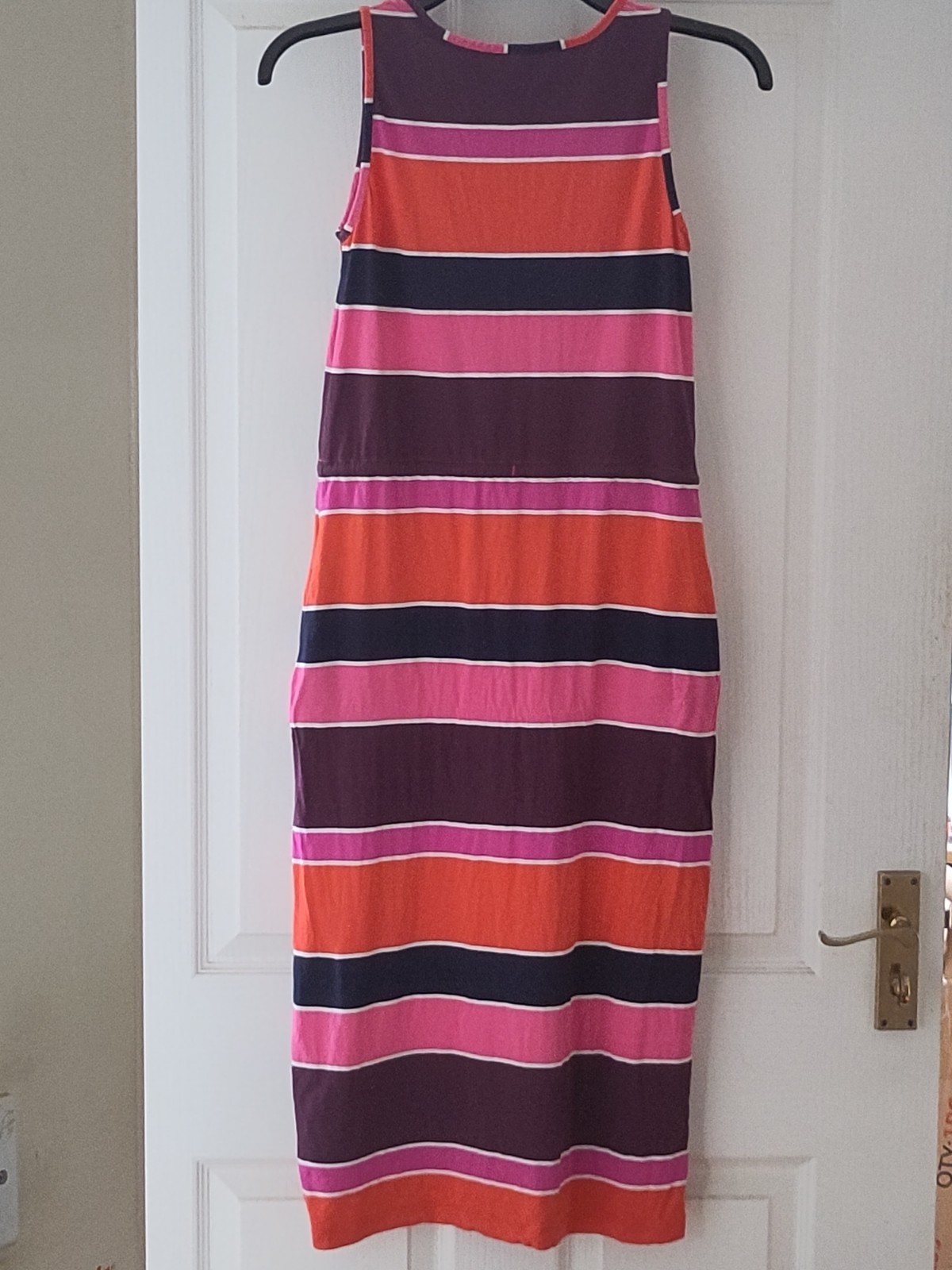 Boden Striped Sleeveless Midi Spring/ Summer Dress- Size 8R- pockets- waist tie