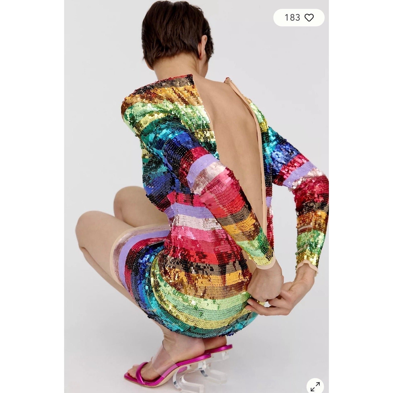 NWT❤️Anthro MAC DUGGAL RAINBOW SEQUINED MINI DRESS sz12