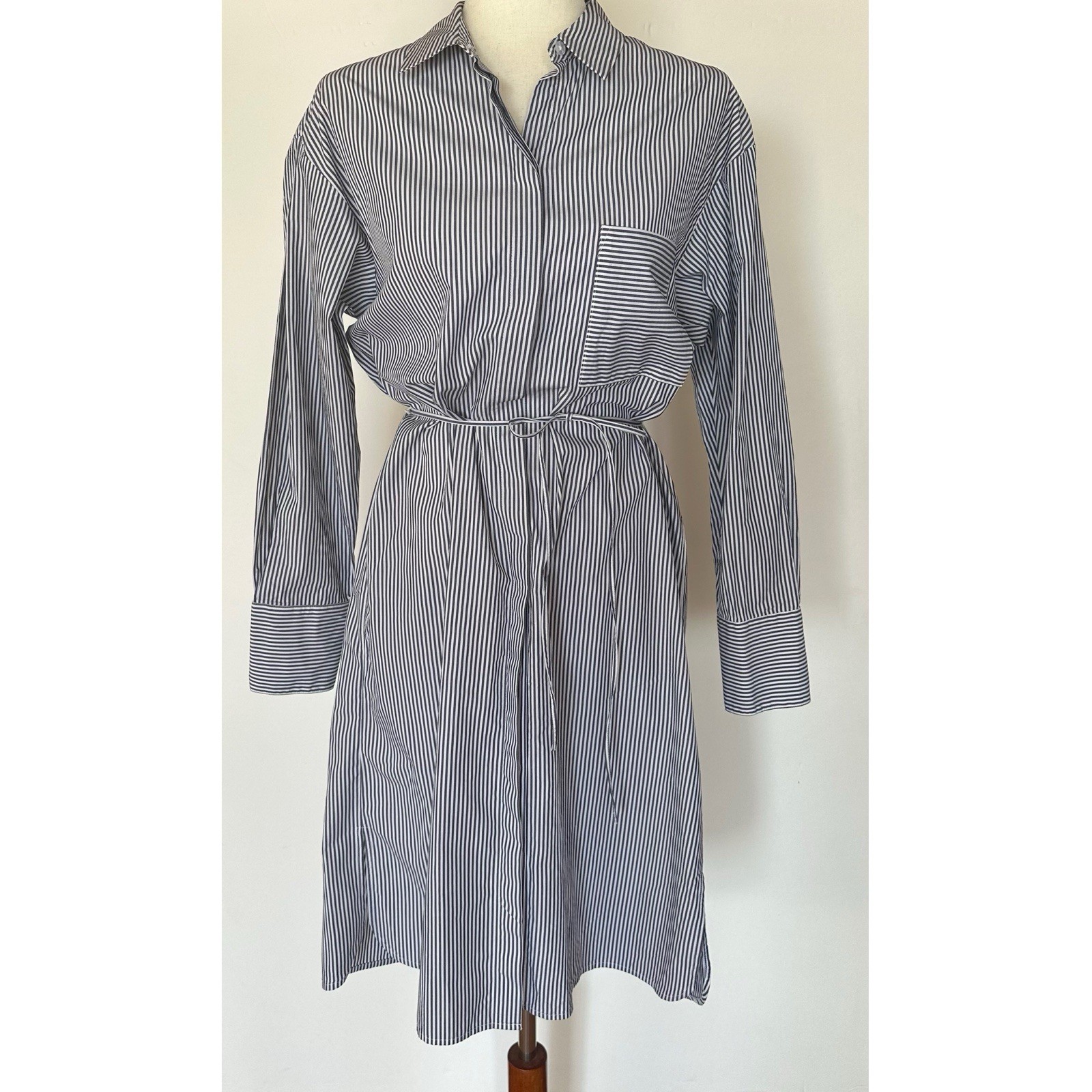 Guideboat Co. Preppy Nautical Blue Striped Shirtdress Button Front Dress Size 6