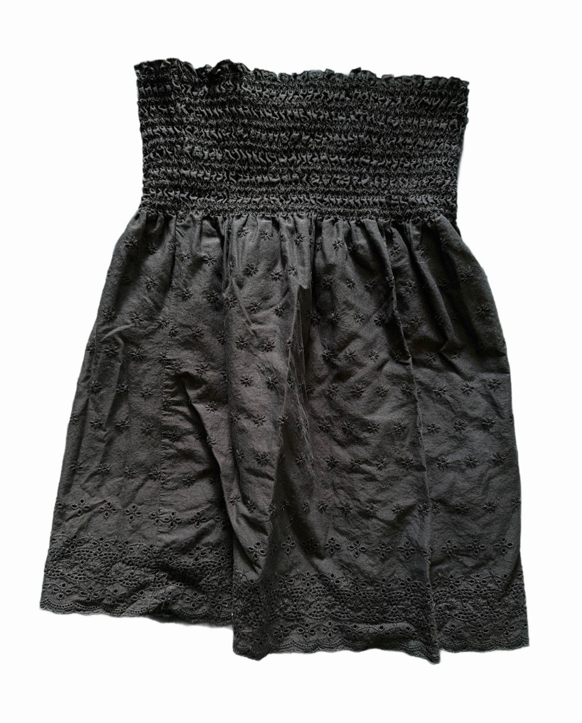 Juicy Couture Black Strapless Smocked Cotton Pullover Size S