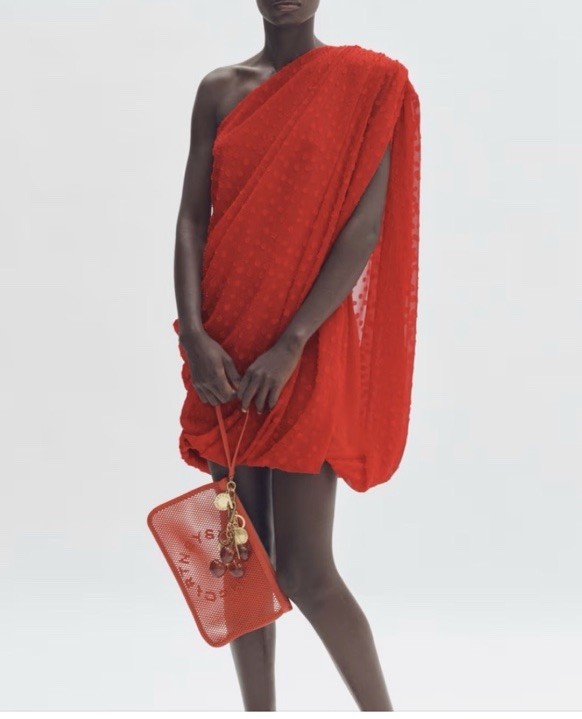 Stella McCartney H&M Draped One Shoulder Padded Red Dress Size s NWT