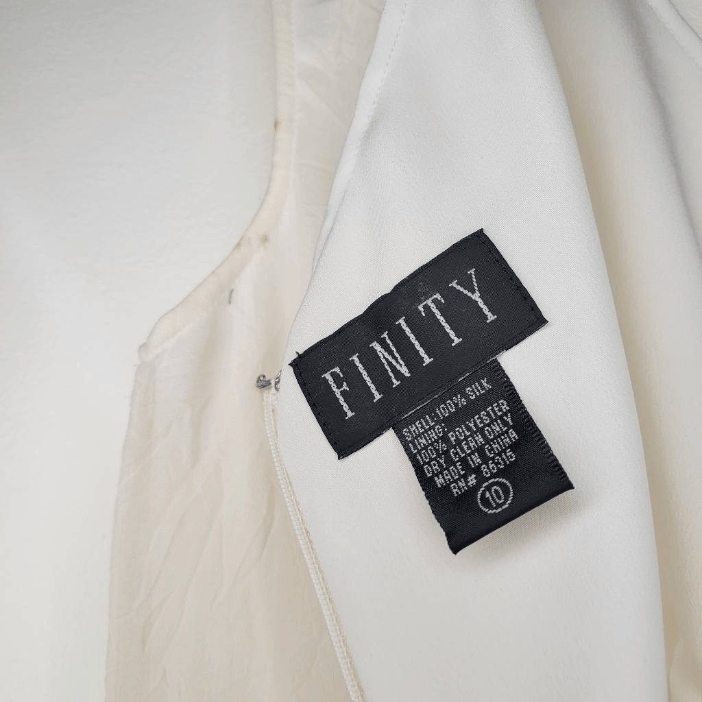Vintage Finity Ivory 100% Silk Sleeveless Sheath Dress Size 10