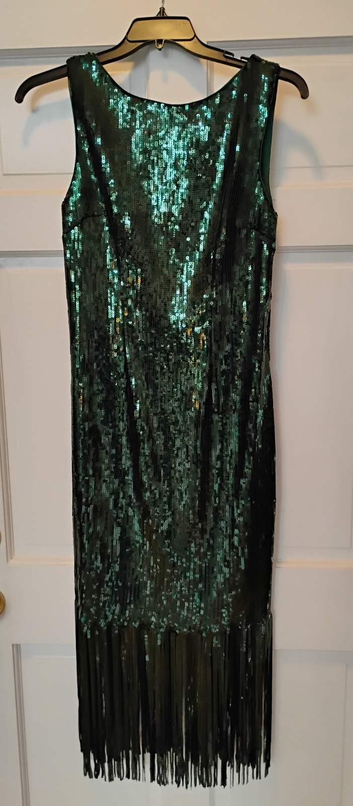 Nanette Lepore green sequin Flapper Fringe Dress, Size 10