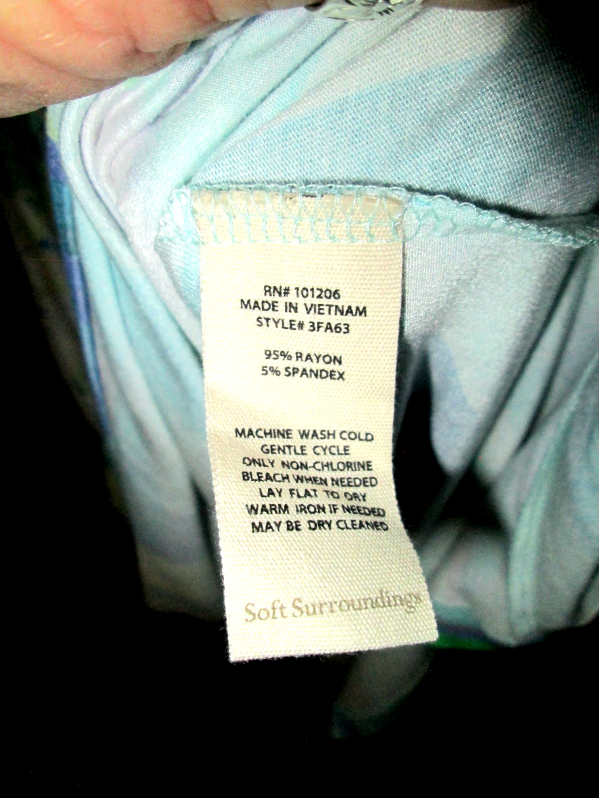 SOFT SURROUNDINGS STELLA ELBOW SLV LONG DRESS PAINTERLY BLUE NWTS! SZ PXL RAYON