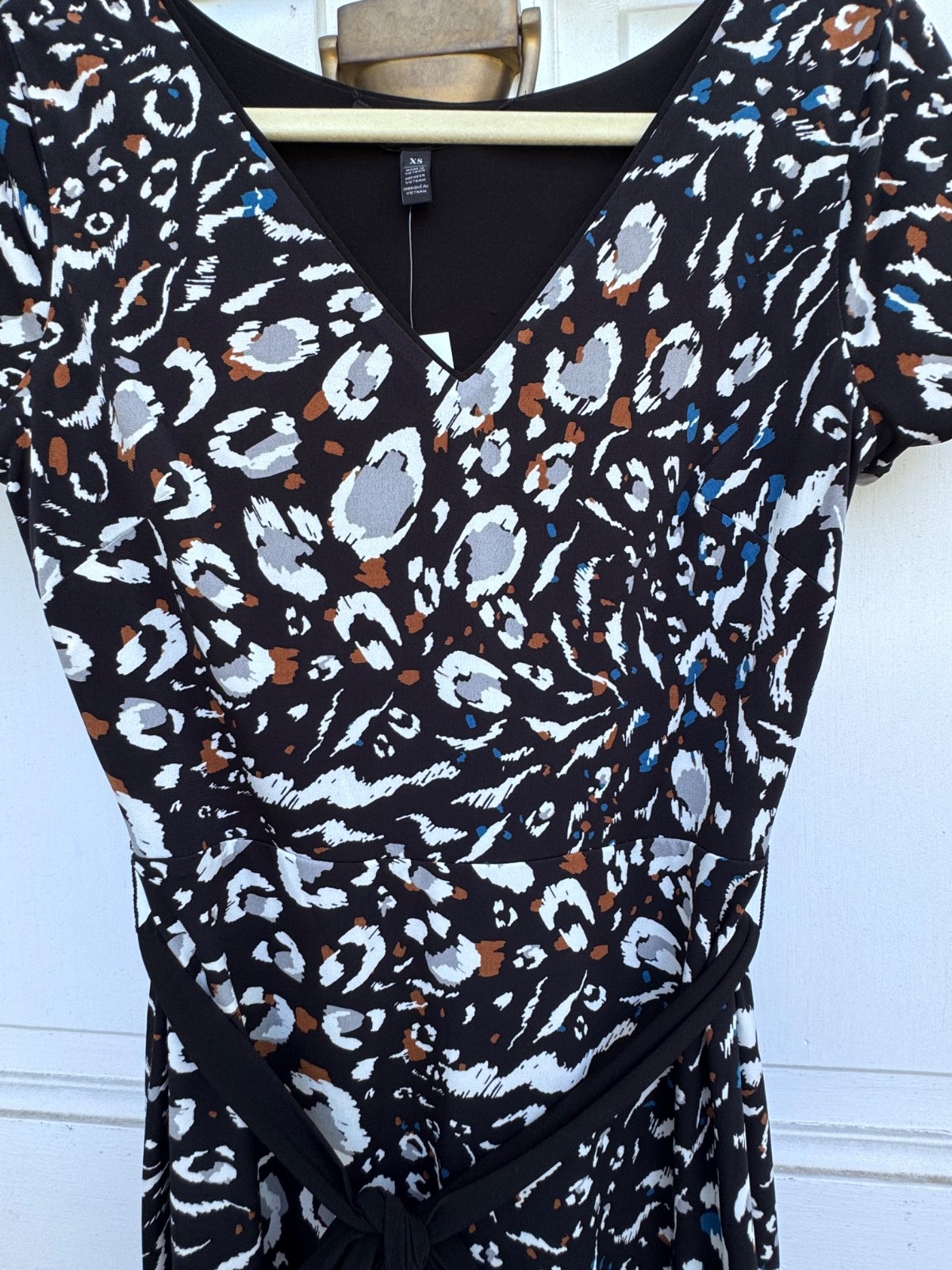 NWT WHBM Reversible Black Abstract Print Travel Dress XS $110