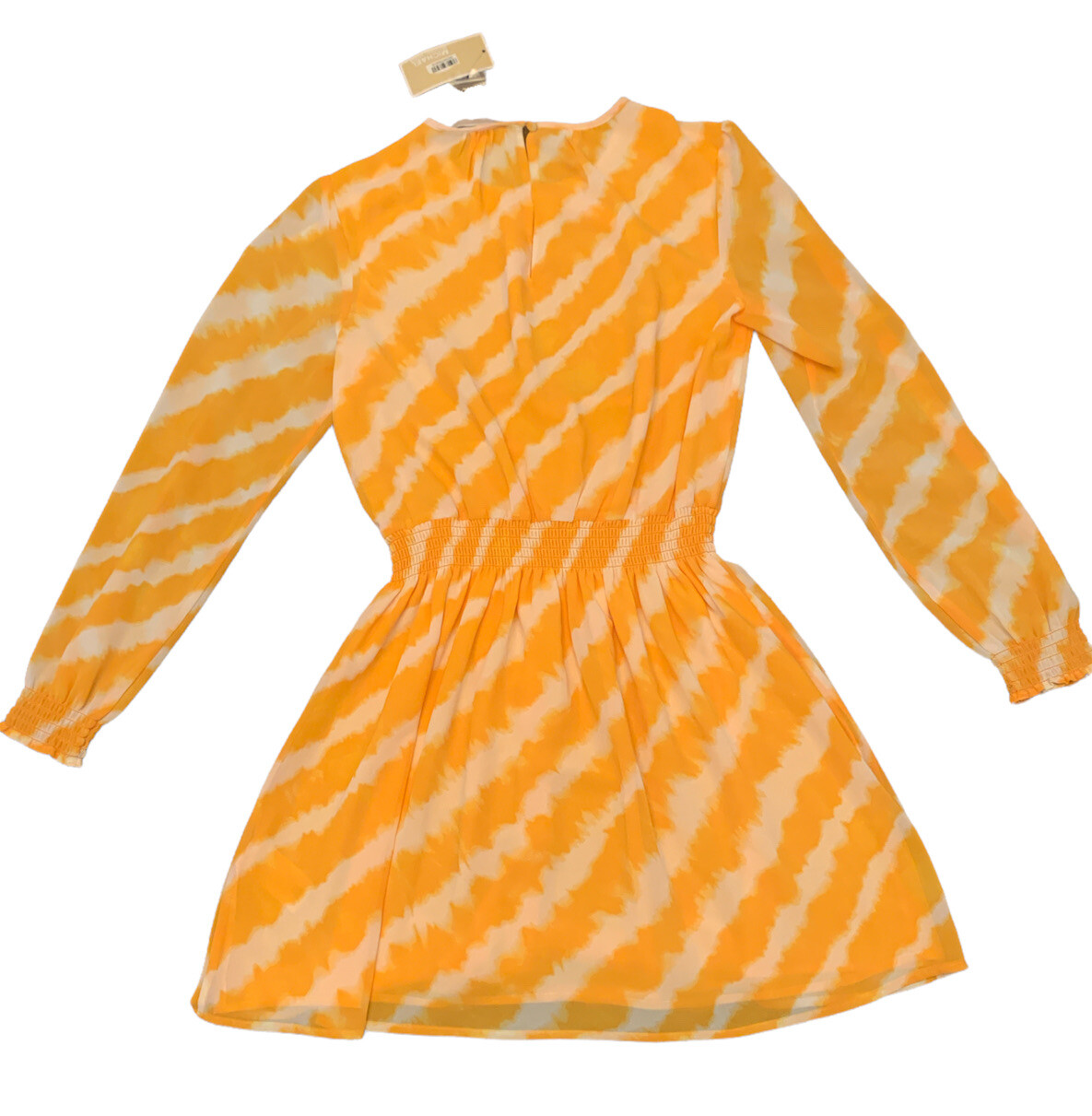 NEW MICHAEL Michael Kors Yellow Long Sleeved Ruched Waist Dress Size Medium NWT