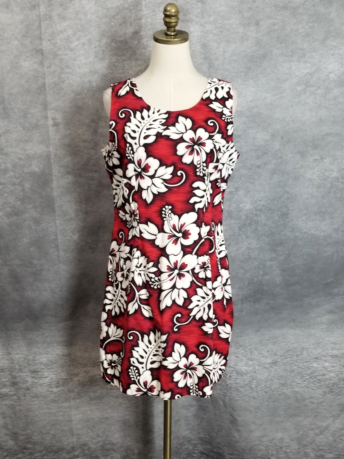 Ky’s International Fashion Hawaii Red Hibiscus Floral Sleeveless Cotton Dress XL