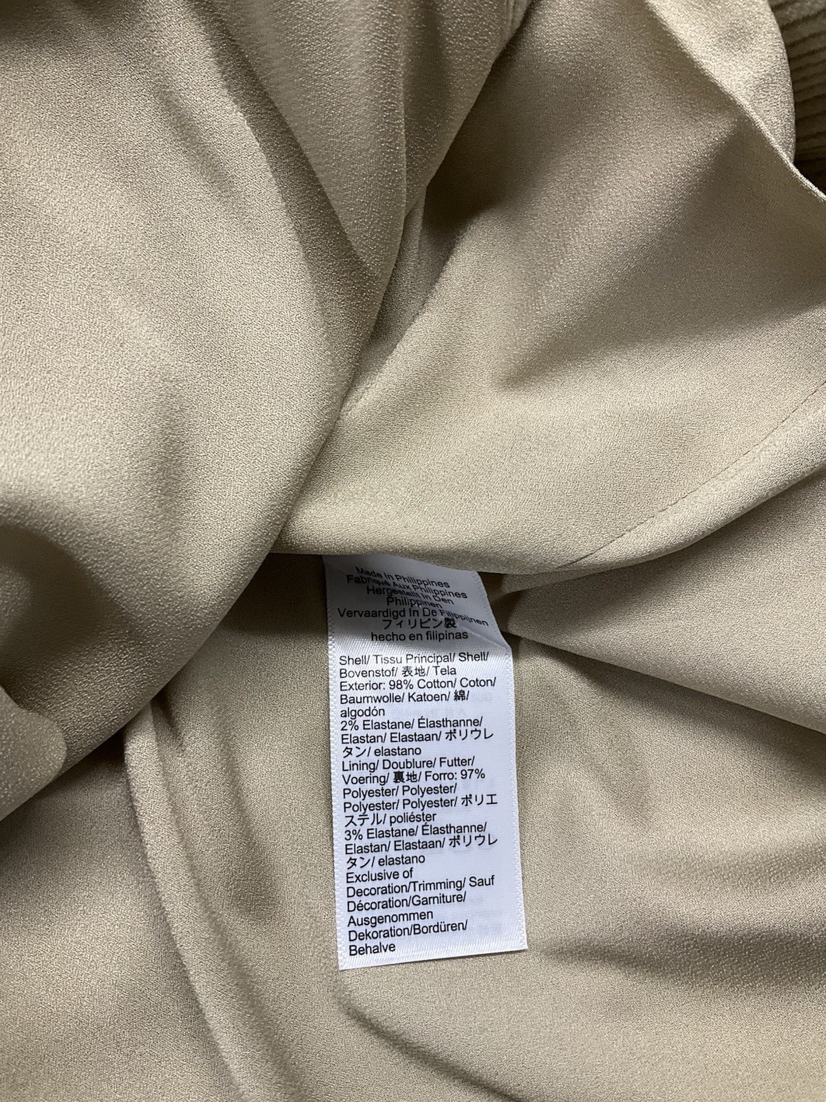 J Crew Parc Corduroy Collarless Stretch Beige Buckthorn Dress 12 Tall