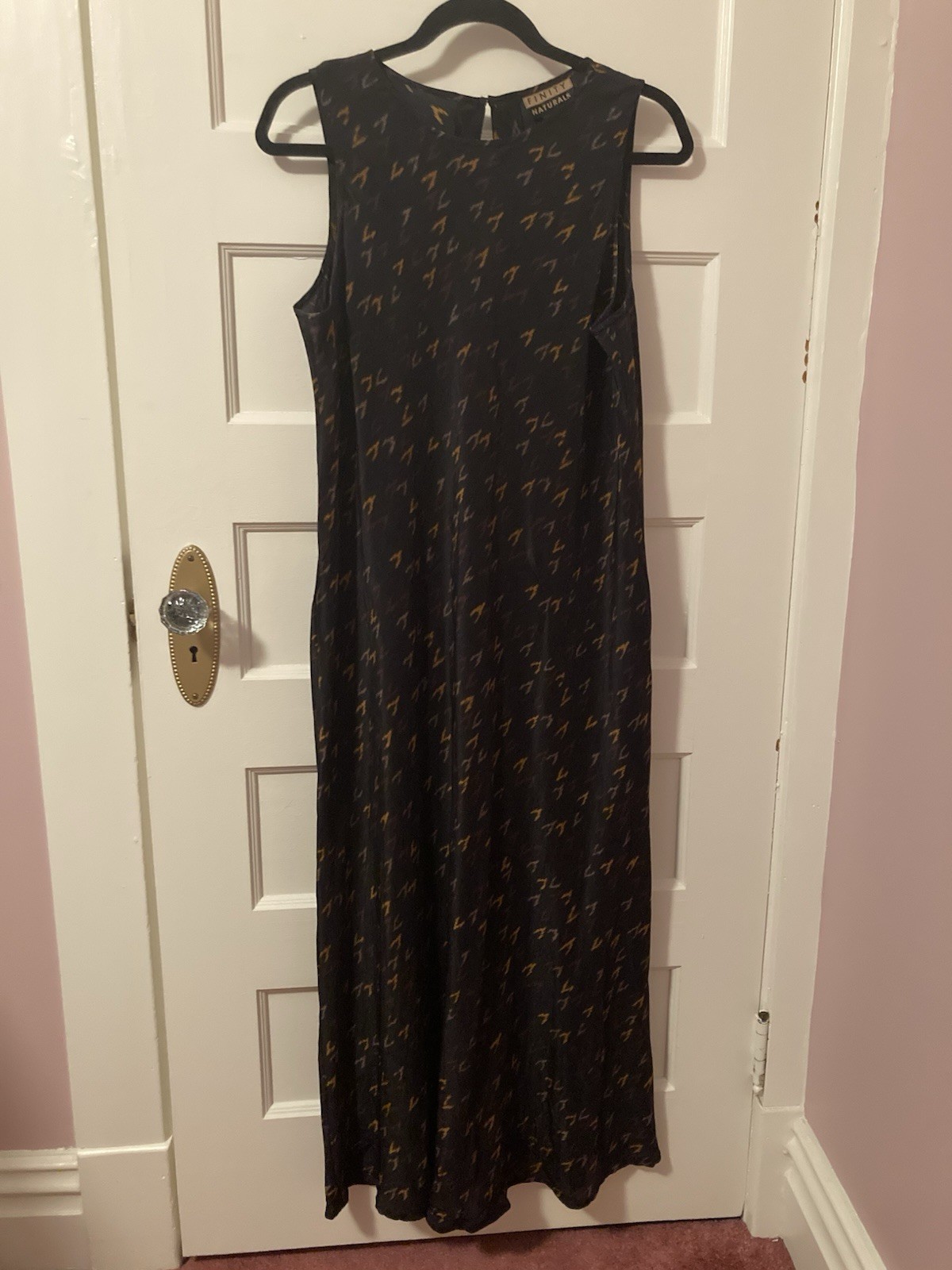 Vintage FINITY Naturals Brown 100% Silk Maxi Dress Size L