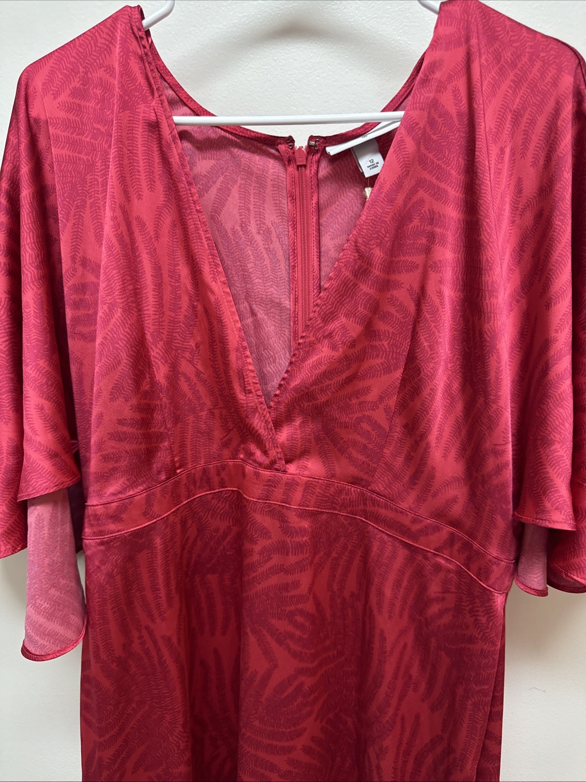 Fe Noel Target Maxi Dress Kimono Style Red Silk Fern Perfect 🤩 Summer Size 12