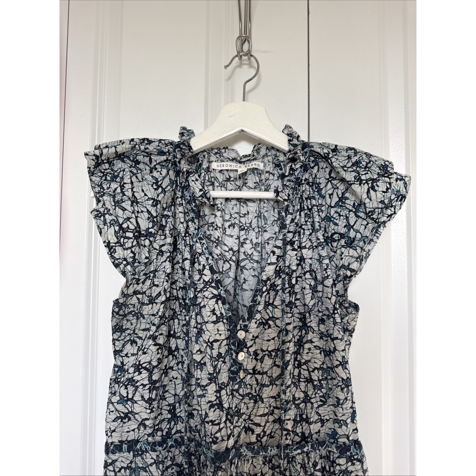 Veronica Beard Tiered Ruffled Dress Cap Sleeve Flowy Swingy Romantic Summer