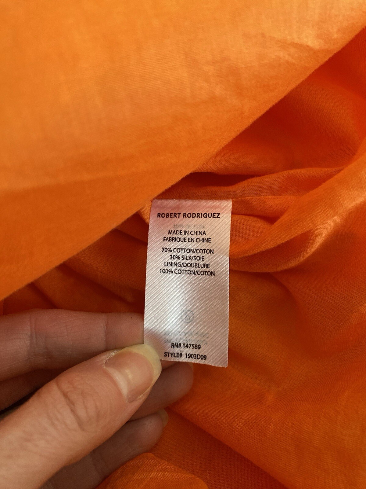 Robert Rodriguez orange cotton/silk short dress with buttons perfect con Size 2