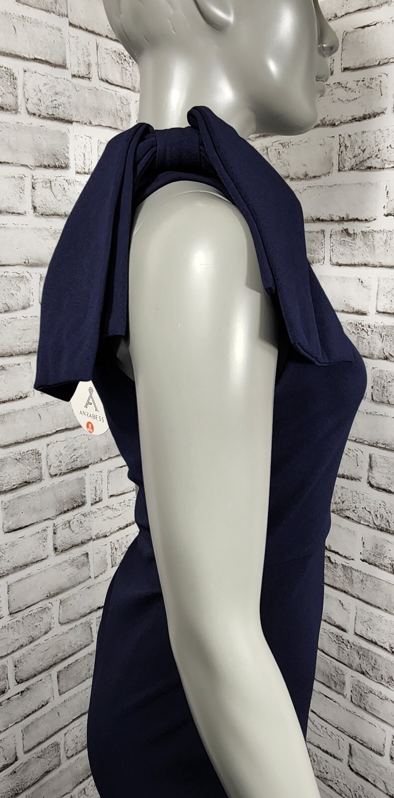 Anrabess One Shoulder Midi Dress Size Medium Navy Blue Mermaid Hem NWT