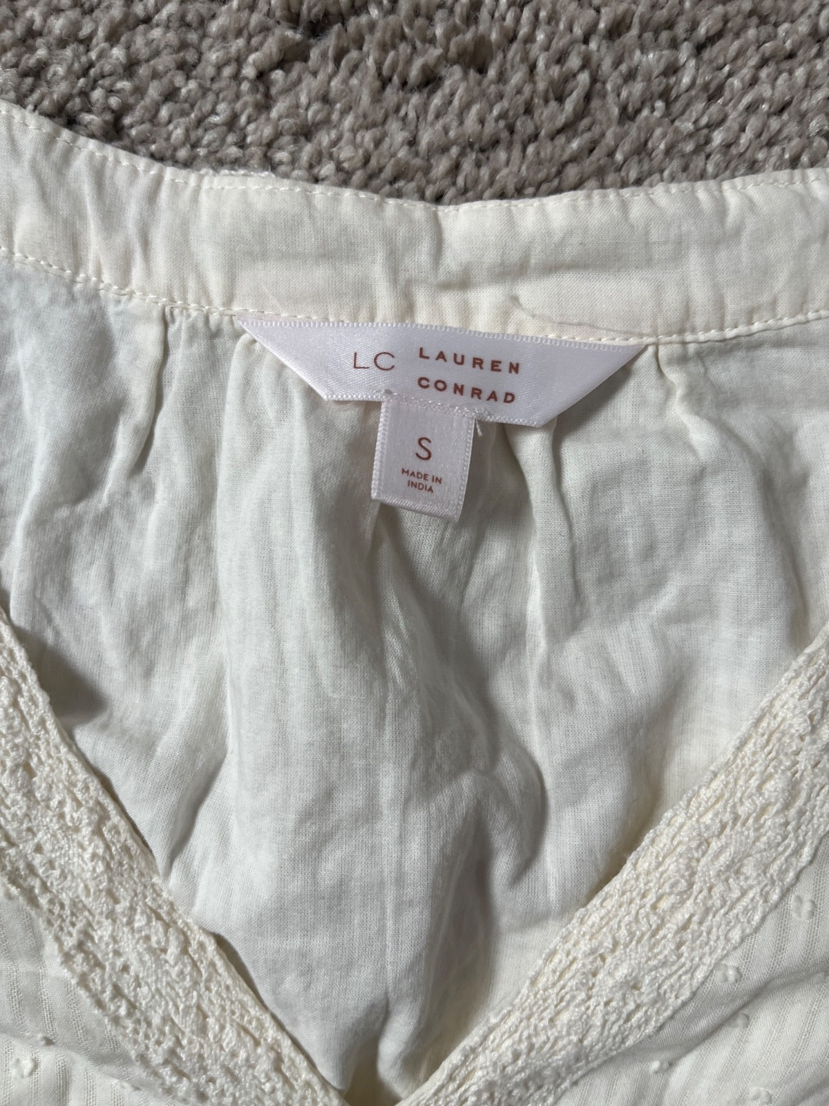 NWOT Ivory Ruffled Swiss Dot Mini Dress Small Prairie