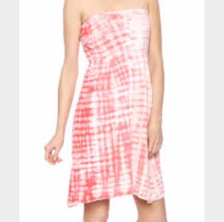 Lagaci Umbrella Tie Dye Strapless Dress Beach Cover Up Pink Hippie Boho Sz L NWT